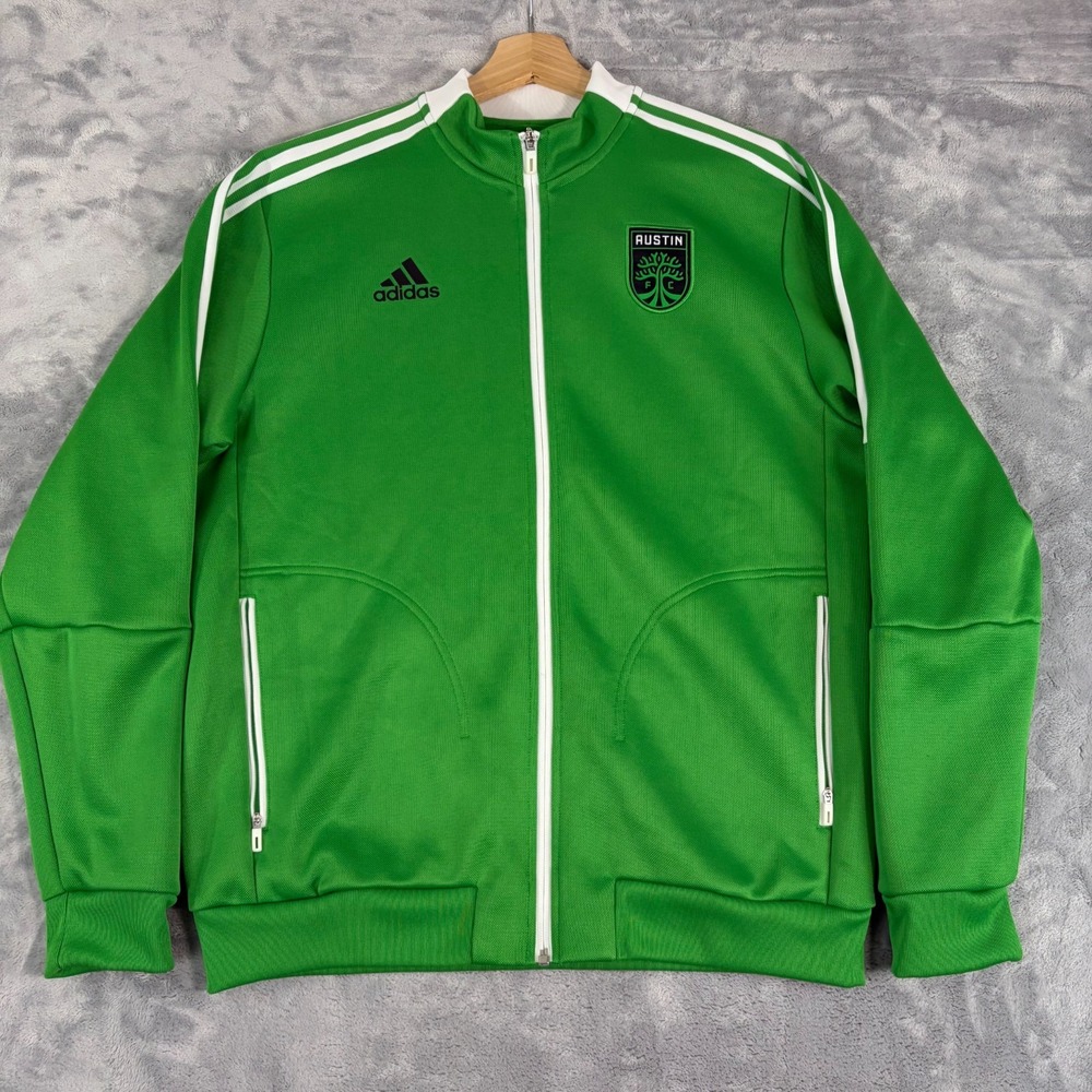 Adidas Automatic Green Austin FC 2021 Player Anthem Full Zip Up Jacket Large